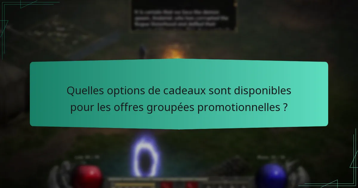 Quelles options de cadeaux sont disponibles pour les offres groupées promotionnelles ?