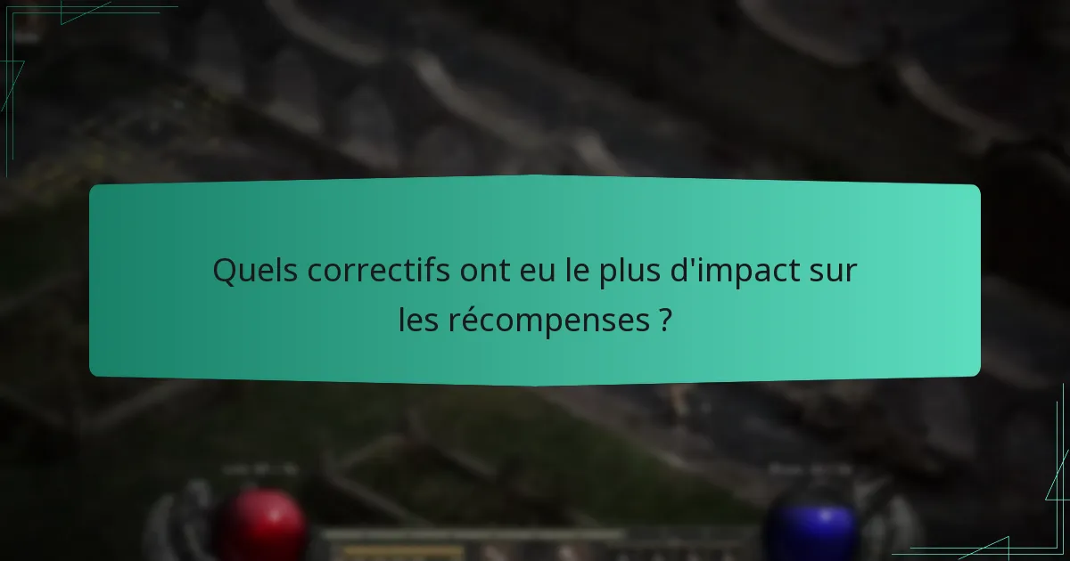 Quels correctifs ont eu le plus d’impact sur les récompenses ?