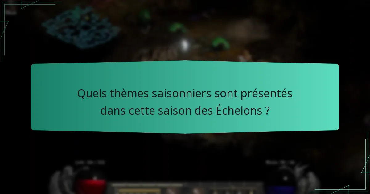 Quels thèmes saisonniers sont présentés dans cette saison des Échelons ?